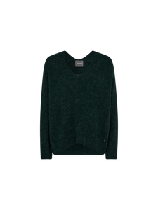 Mos Mosh Thora V Neck Jumper - Dark Pine