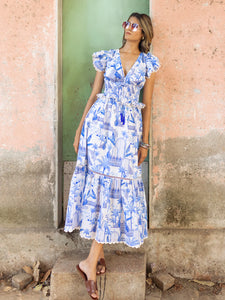 princess polly baby blue dress The Market Gingham Midi Dress