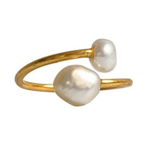 Ibu Jewels Double Pearl Ring - Gold