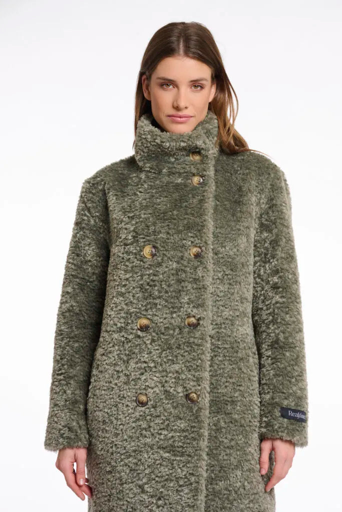 Rino & Pelle Ena Teddy Coat - Green Ash