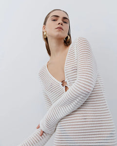 Sofie Schnoor Long knitted Dress - Off White