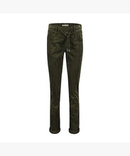 Red Button Tessy Velvet Pants - Army Green