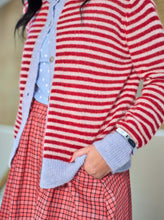Black Colour Dell Striped Cardigan - Red