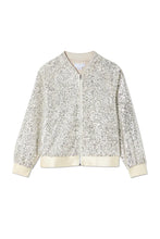 Never Fully Dressed Silver Sequin Bomber Jacket - Silver