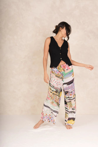 One Hundred Stars Spring Crepe Palazzo Pants - White