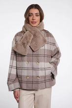 Rino & Pelle Stip Faux Fur Scarf - Mocha Latte