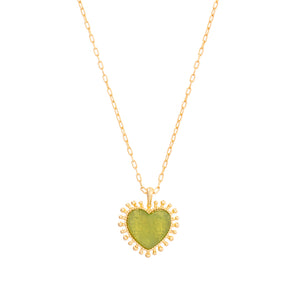 Talis Chains Mini Heart Pendant - Green Jade