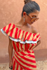Never Fully Dressed Mini Dress - Tomato Stripe