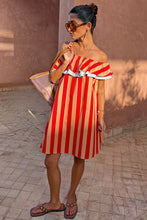 Never Fully Dressed Mini Dress - Tomato Stripe