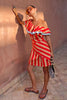 Never Fully Dressed Mini Dress - Tomato Stripe