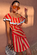 Never Fully Dressed Mini Dress - Tomato Stripe