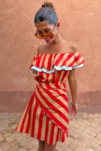 Never Fully Dressed Mini Dress - Tomato Stripe