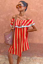 Never Fully Dressed Mini Dress - Tomato Stripe