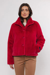 Rino & Pelle Vie Faux Fur Jacket - Red Berry