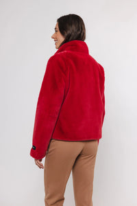 Rino & Pelle Vie Faux Fur Jacket - Red Berry