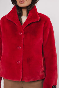 Rino & Pelle Vie Faux Fur Jacket - Red Berry