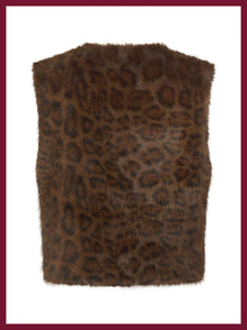 Nooki Edelweiss Faux Fur Gilet - Chocolate Leopard