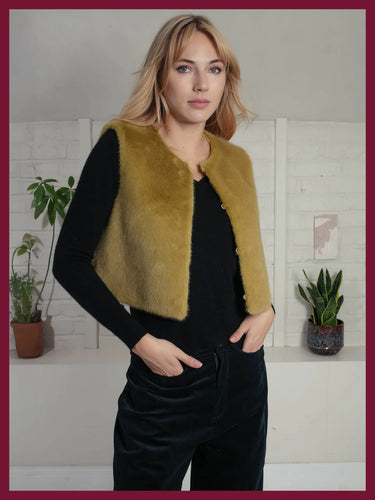 Nooki Edelweiss Faux Fur Gilet - Chartreuse
