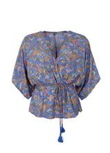 Black Colour Luna V Neck Blouse - Violet Blue