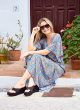 Black Colour Luna Long V Neck Dress - Violet Blue