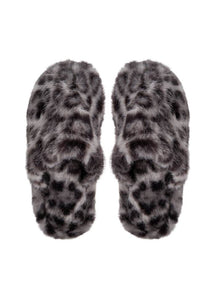 Black Colour Blaze Slippers - Grey Leo