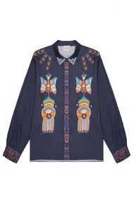 Wild Bonaventure Nouveau Western Blouse - Blue