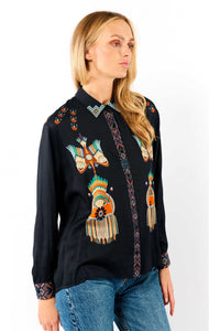 Wild Bonaventure Nouveau Western Blouse - Blue