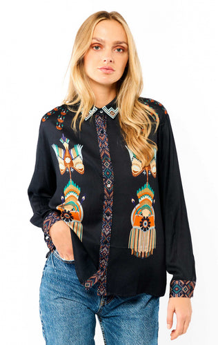 Wild Bonaventure Nouveau Western Blouse - Blue