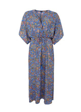 Black Colour Luna Long V Neck Dress - Violet Blue