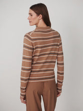 Varley Mayra Stripe Knit Polo - Camel