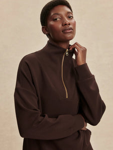 Varley Hawley Half Zip Sweat - Coffee Bean