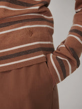 Varley Mayra Stripe Knit Polo - Camel