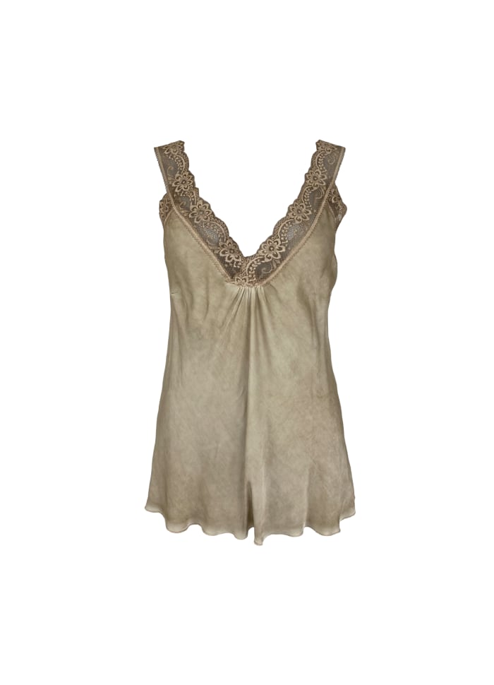 Black Colour Bea Lace Top Vintage Dyed - Champagne