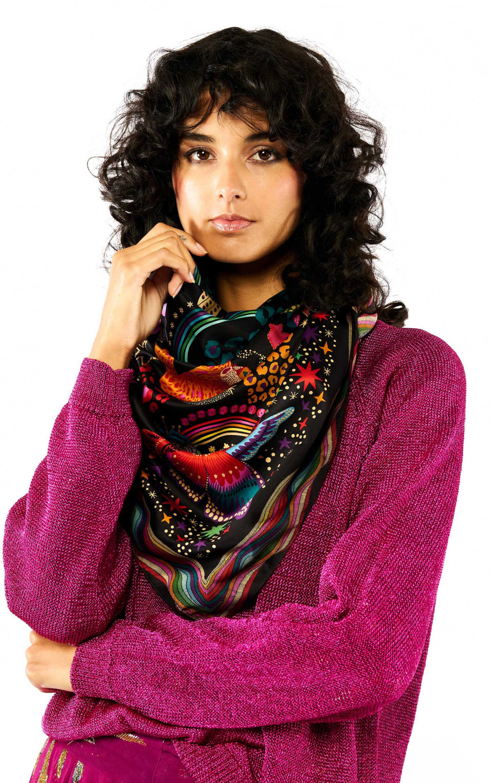 Wild Crazy World Medium Scarf - Noir