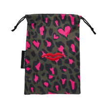 Donna May London Open Flat Makeup Bag - Khaki & Pink Leopard