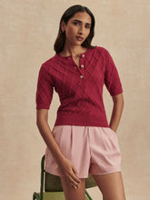 Varley Merryn Diamond Knit Top - Rich Raspberry