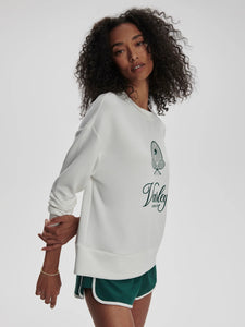 Varley Rasco Namesake Sweat -  White/ Forest