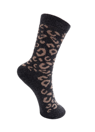 Black Colour Baleen Wool Socks - Dark Grey/Light Grey