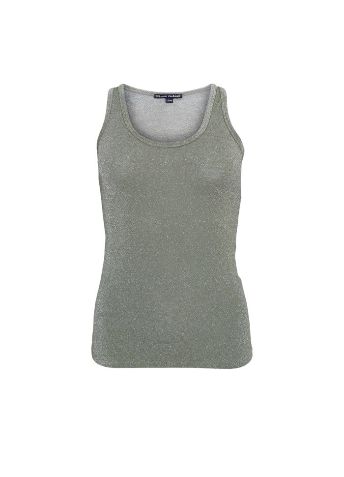 Black Colour Faye Lurex Top - Olive
