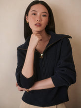 Varley Maura Half-Zip Rib Knit- Navy