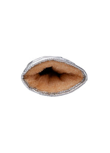 Black Colour Paloma Guilted Mittens - Silver Coloured