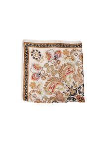Black Colour Tazia Mini Scarf W. Golden Ring - Creme Multi
