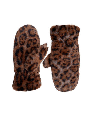 Black Colour Blaze Soft Mittens - Mocca Leo