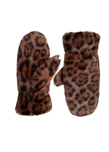 Black Colour Blaze Soft Mittens - Mocca Leo