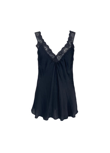 Black Colour Bea Lace Top Vintage Dyed - Black