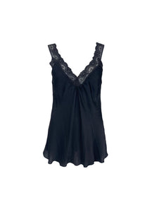 Black Colour Bea Lace Top Vintage Dyed - Black
