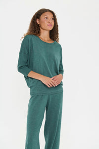 Saint Tropez Mila Round Neck Pullover - June Bug Melange Green