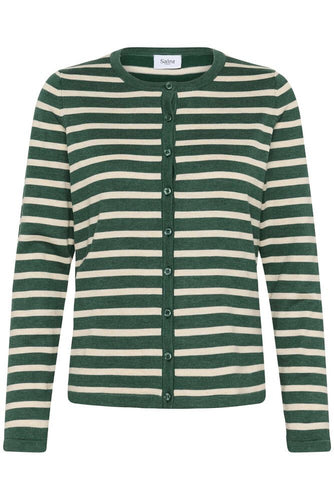Saint Tropez Mila Striped Cardigan - June Brown Rice Stripe Green