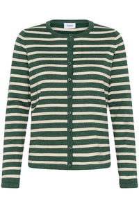 Saint Tropez Mila Striped Cardigan - June Brown Rice Stripe Green