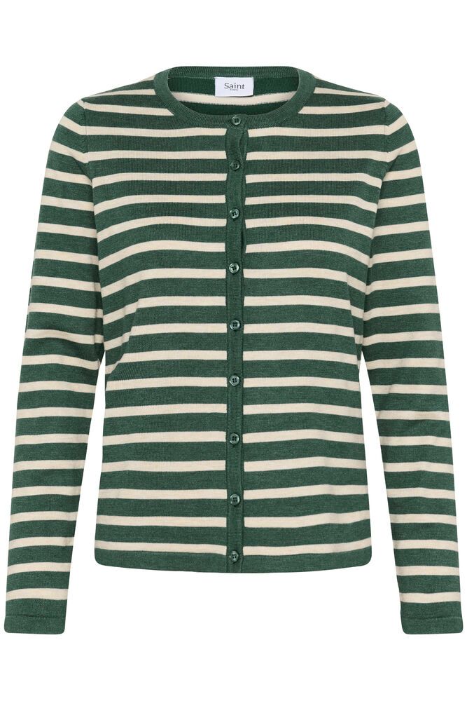 Saint Tropez Mila Striped Cardigan - June Brown Rice Stripe Green